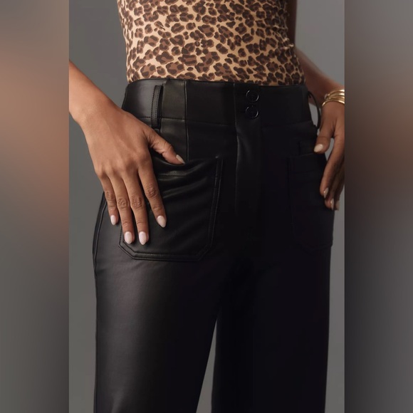 Anthropologie The Junie High-Rise Flare Pants by Maeve: Faux-Leather Edition - Picture 3 of 10